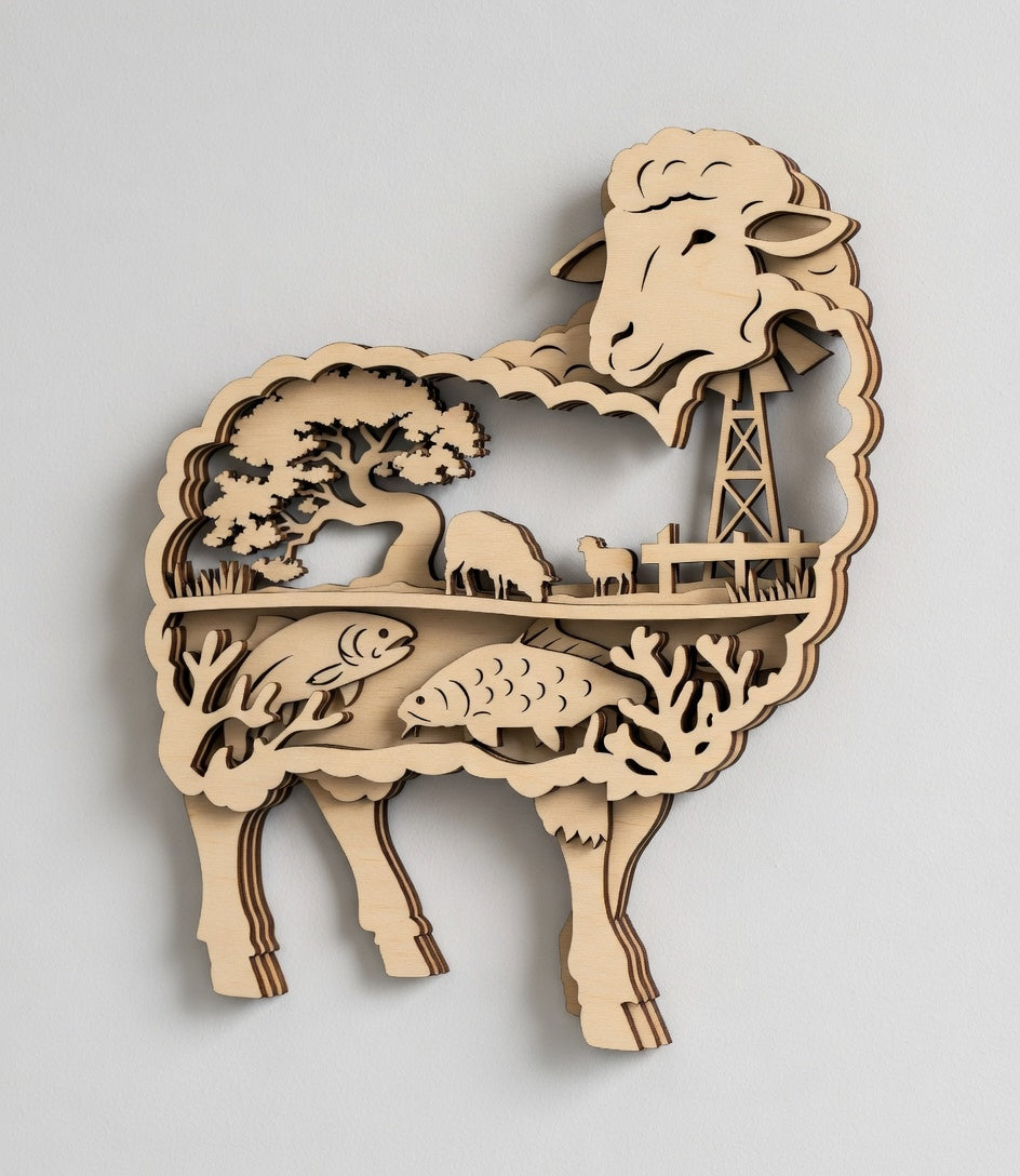 Farm Sheep - Layered Nature Designs - Digital File Digital My Custom Designs