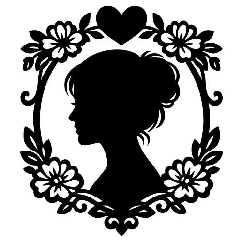 Mom Silhouette in Floral Frame - Digital File - XCS Friendly