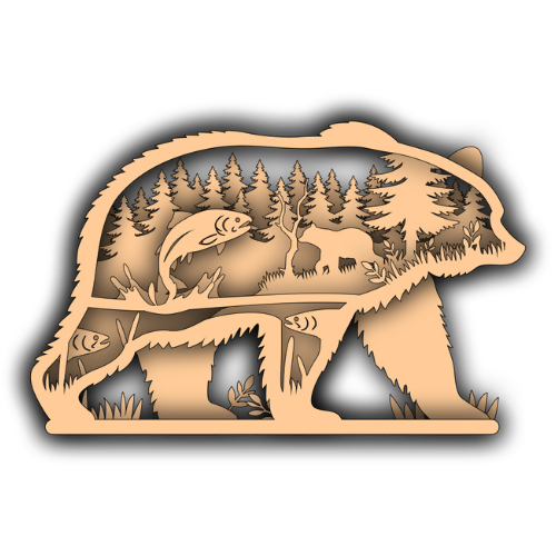 Bear With Nature Scene Layered - Digital File Digital My Custom Designs SVG