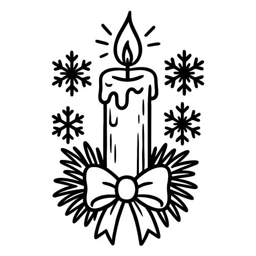 Snow Candle Sketch - Digital File - XCS Friendly Digital My Custom Designs PDF