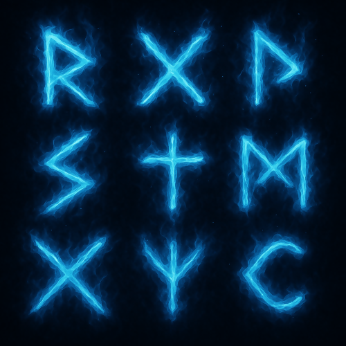 Fantasy and Myth - Abstract Runic Symbols Glowing With Blue Fire - Pattern - Digital File Digital My Custom Designs PDF