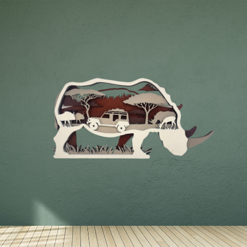 Rhino - Safari -Layered Nature Design - Digital File Digital My Custom Designs