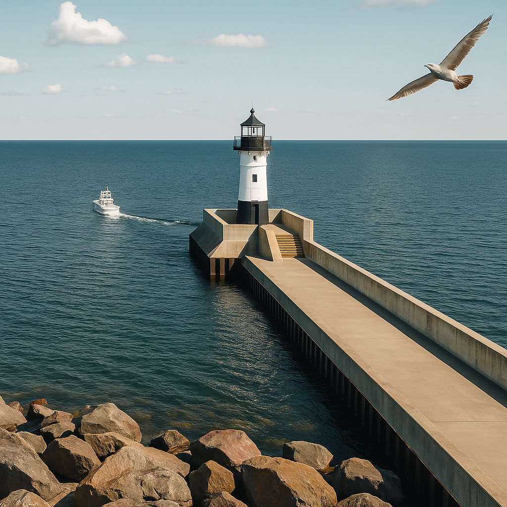 Duluth North Pier Lighthouse - Duluth Lakewalk - Minnesota United States - Rendered - Digital File Digital My Custom Designs PDF