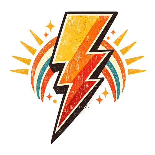 Pop Culture & Fandom - Retro Lightning Bolt - T Shirt Design - Digital File Digital My Custom Designs 300 DPI PNG