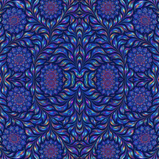 Floral Geometric Fusion - Liquid-chrome Leaves Spiraling Pattern - Digital File Digital My Custom Designs PDF