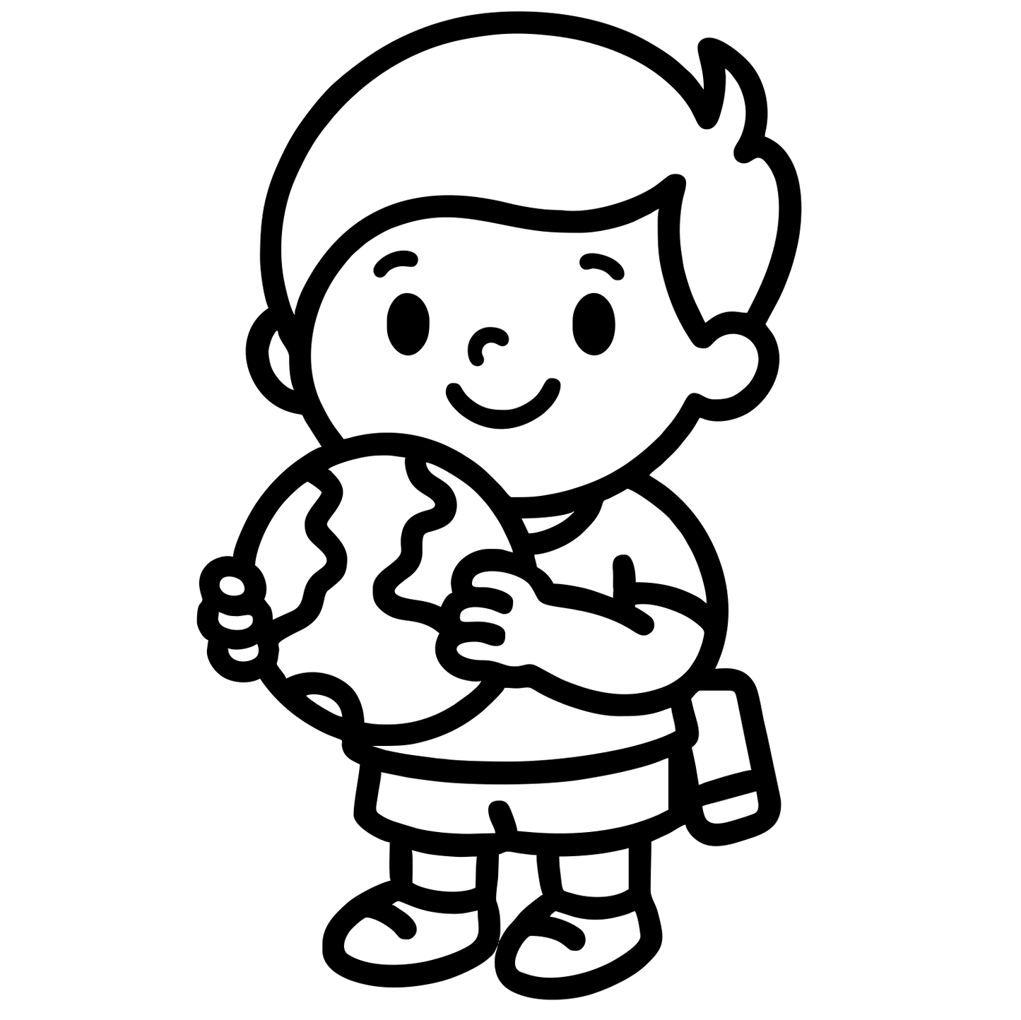 Cartoon Kid With Globe - Digital File - XCS Friendly Tumbler My Custom Designs PNG