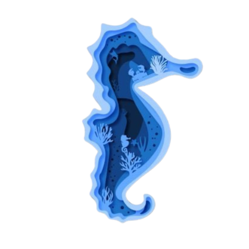 Layered 3D Seahorse Wall Décor decoration My Custom Designs Blue Bass Wood 9" x 4.5"