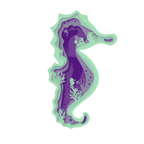 Layered 3D Seahorse Wall Décor decoration My Custom Designs Teal Bass Wood 9" x 4.5"