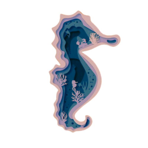 Layered 3D Seahorse Wall Décor decoration My Custom Designs Pink Bass Wood 9" x 4.5"