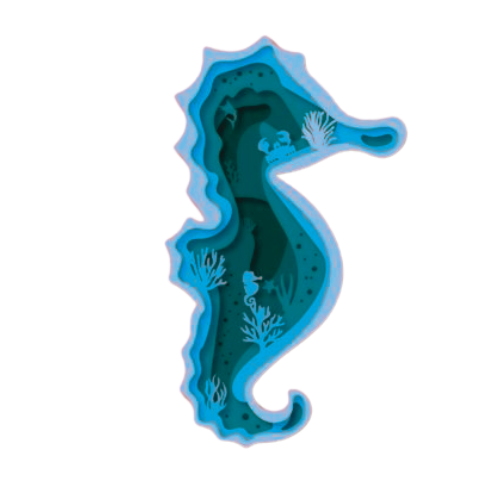 Layered 3D Seahorse Wall Décor decoration My Custom Designs Soft Blue Bass Wood 9" x 4.5"