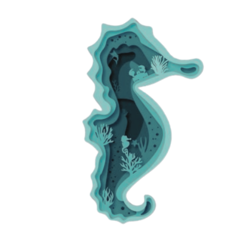 Layered 3D Seahorse Wall Décor decoration My Custom Designs Seafoam Bass Wood 9" x 4.5"