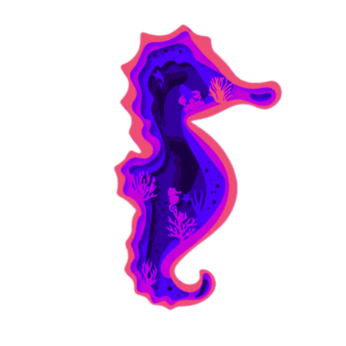 Layered 3D Seahorse Wall Décor decoration My Custom Designs Hot Pink Bass Wood 9" x 4.5"