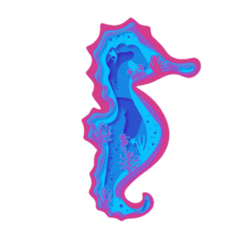 Layered 3D Seahorse Wall Décor decoration My Custom Designs Coral Bass Wood 9" x 4.5"