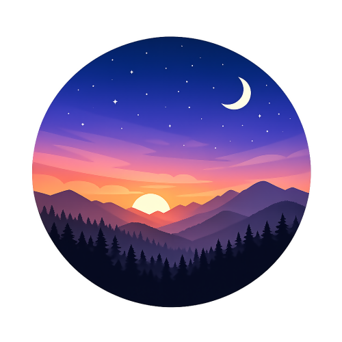 Serene Sunset to Night in Mountains - Nature & Outdoors - T Shirt Designs - Digital File Digital My Custom Designs 300 DPI PNG