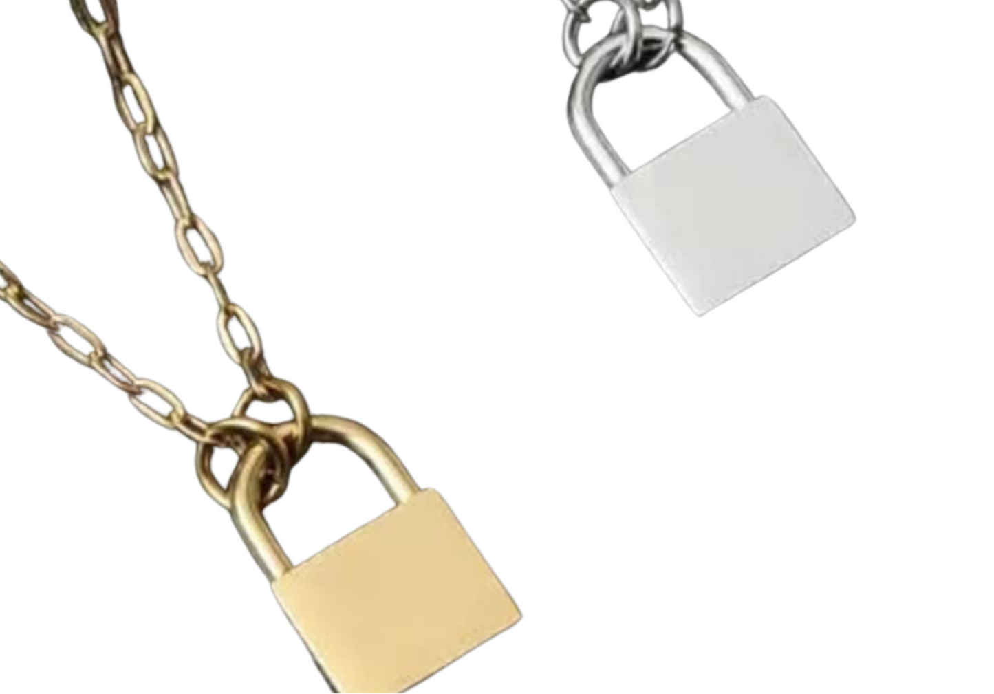 Engravable Gold & Silver Lock Necklace My Custom Designs