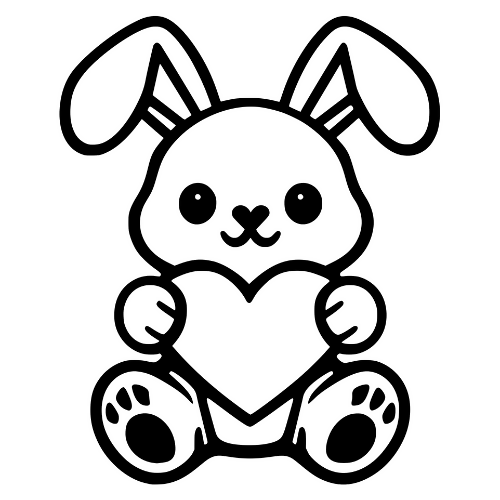 Stuffed Bunny with Heart - Digital File - XCS Friendly Digital My Custom Designs PDF