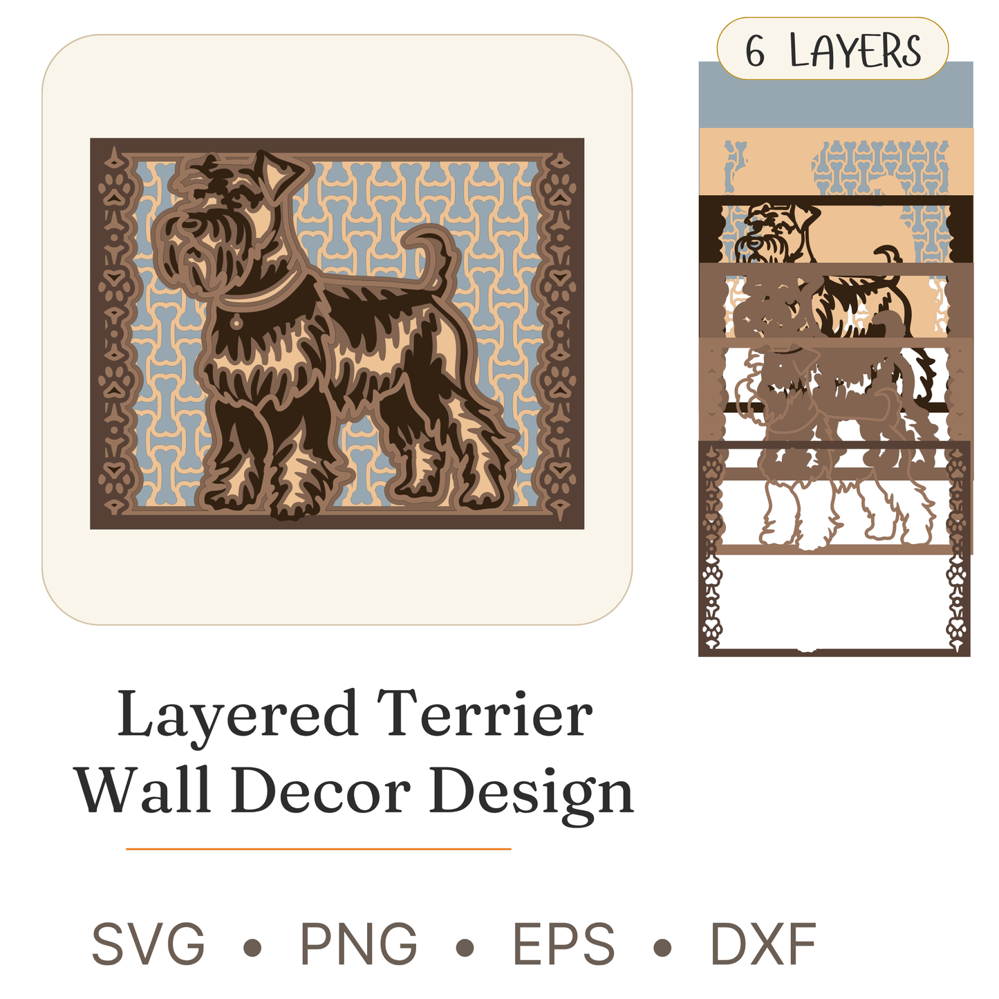 Terrier - Layered Line Designs - Pets - Digital File - ZIP File - Digital