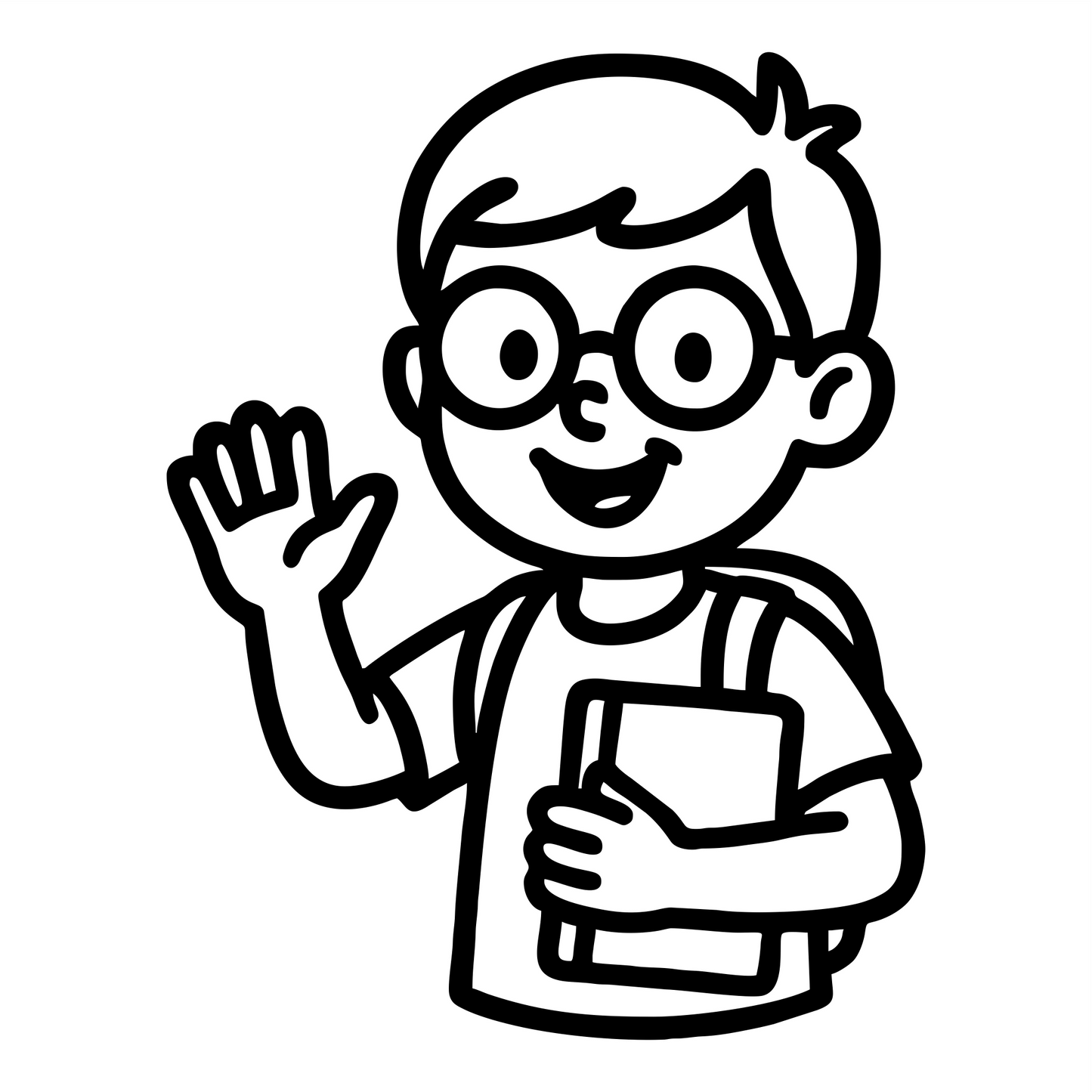 Cartoon Student With Glasses - Digital File - XCS Friendly Tumbler My Custom Designs PNG