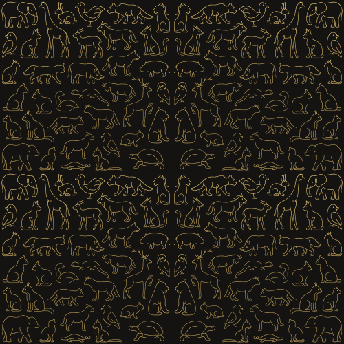 Minimal and Modern - Continuous Single Line Animals With Gold Foil Shine - Pattern - Digital File Digital My Custom Designs PDF