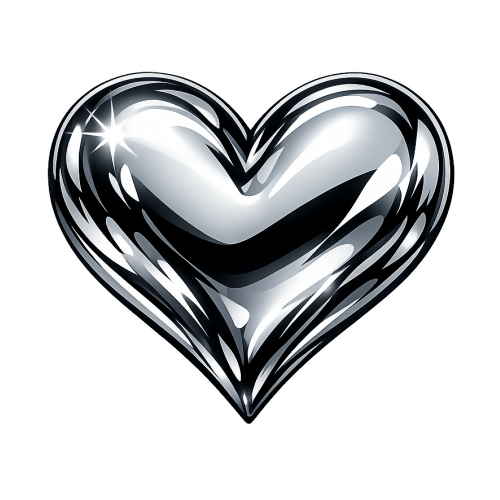Trendy & Aesthetic Niches - Liquid Metal Heart Reflection- T Shirt Designs - Digital File Digital My Custom Designs 300 DPI PNG