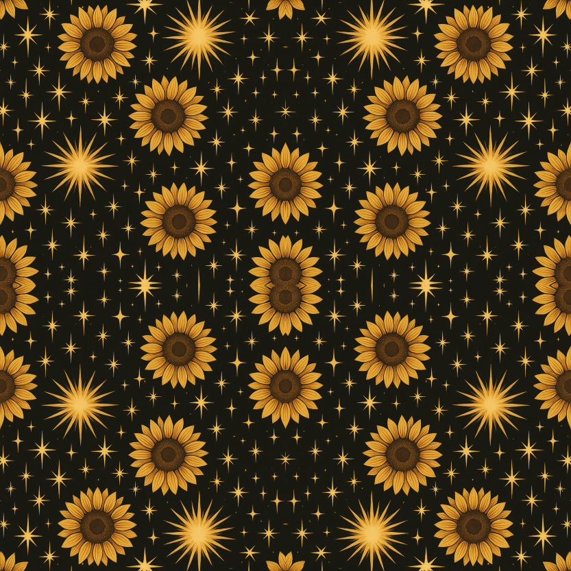 Floral and Botanical - Light Beam Sunflowers And Starbursts - Pattern - Digital File Digital My Custom Designs PDF