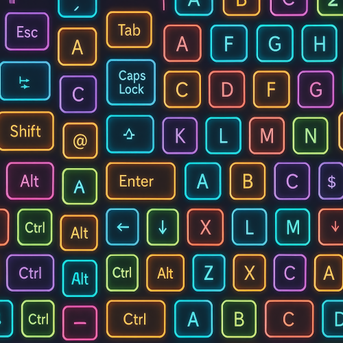 Technology and Digital - Virtual Keyboard Keys In Glowing Candy Colors - Pattern - Digital File Digital My Custom Designs PDF