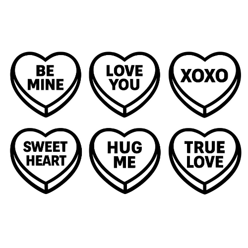 Valentine Candy Hearts - Digital File - XCS Friendly Digital My Custom Designs PDF