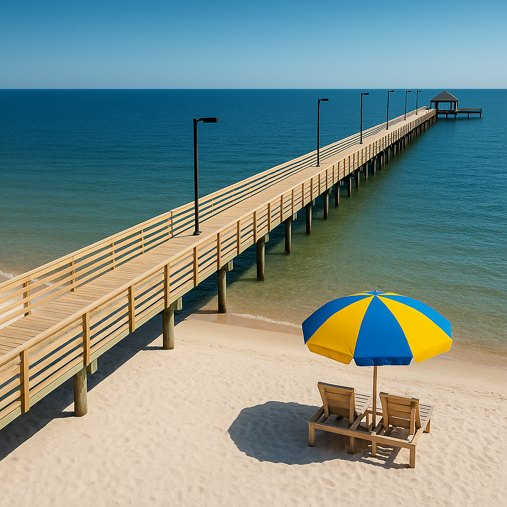 Fishing Pier at Biloxi Beach - Mississippi United States - Rendered - Digital File Digital My Custom Designs PDF