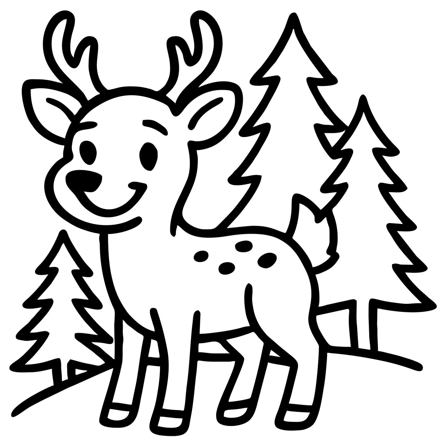 Cartoon Deer With Forest - Digital File - XCS Friendly Tumbler My Custom Designs PNG