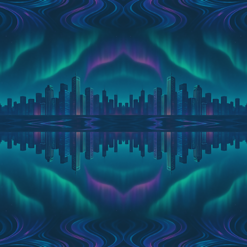 Sci-Fi Cityscape Aurora Pattern - Digital File Digital My Custom Designs PDF PRINT - RGB