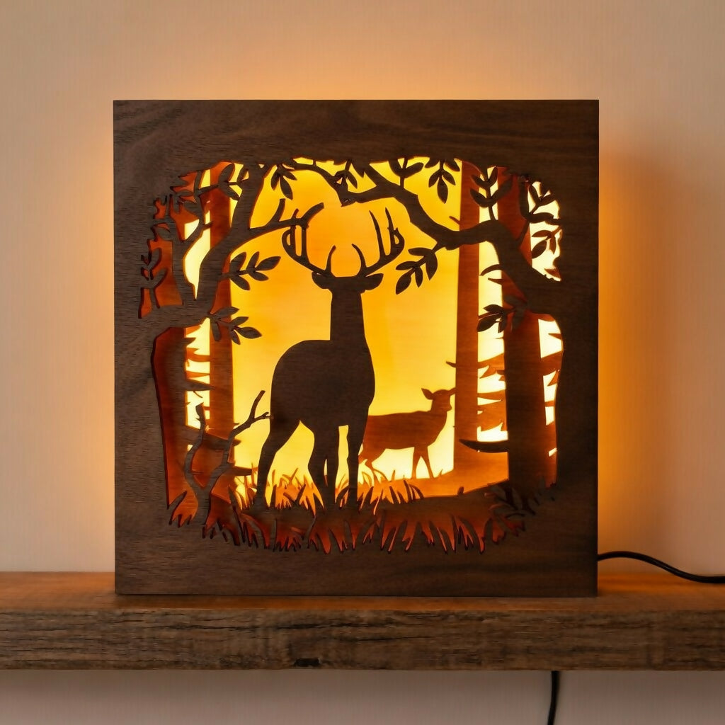 Layered Light Box - Nature - Deer in the woods - Digital File Digital My Custom Designs
