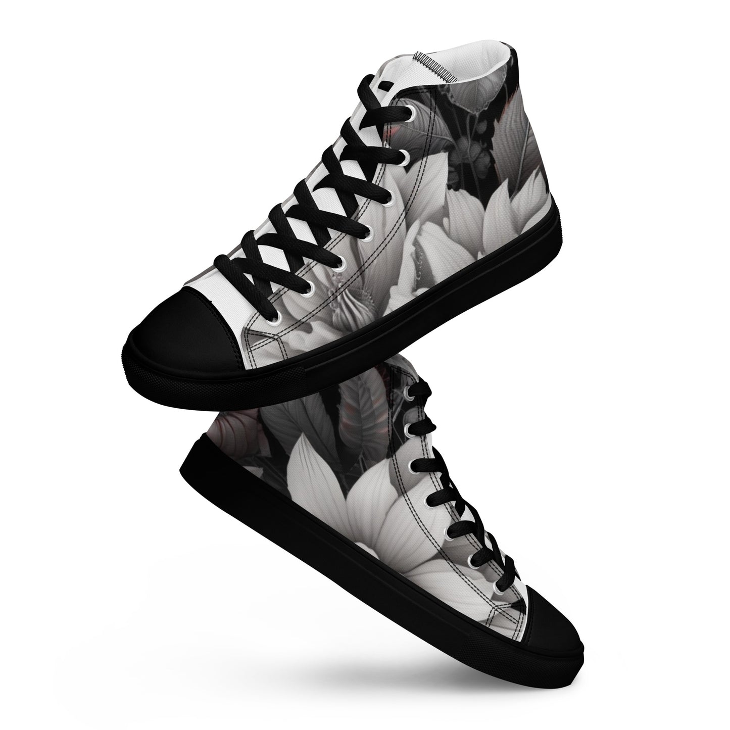 Summer Floral Custom Women’s High Top Canvas Shoes My Custom Designs Black 5