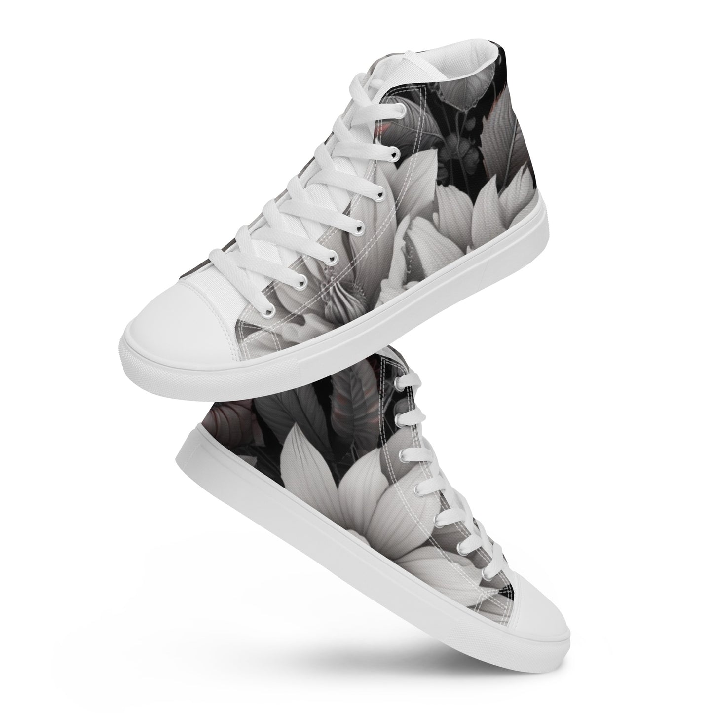 Summer Floral Custom Women’s High Top Canvas Shoes My Custom Designs White 5