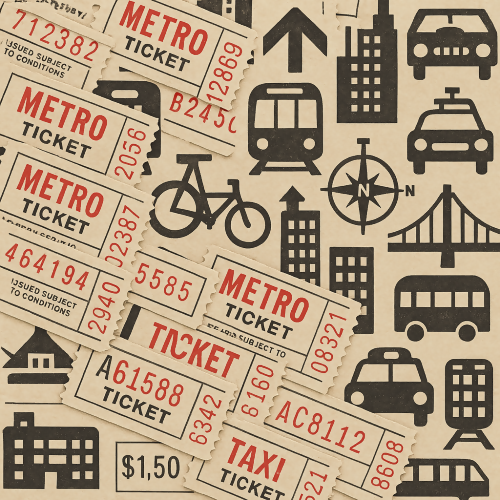 Industrial and Urban - Metro Ticket Stubs And Urban Icon Collage - Pattern - Digital File Digital My Custom Designs PDF