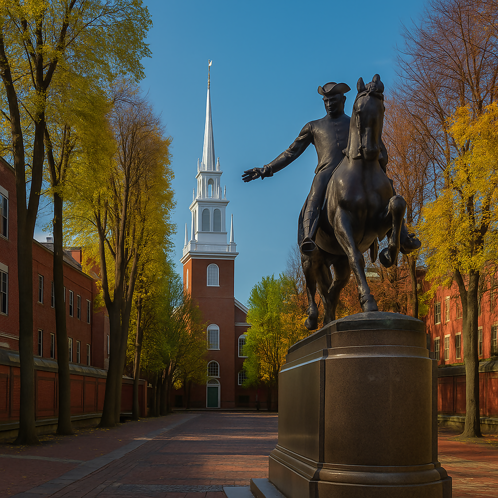 Paul Revere Statue and Old North Church - Boston Freedom Trail - Massachusetts United States - Rendered - Digital File Digital My Custom Designs PDF