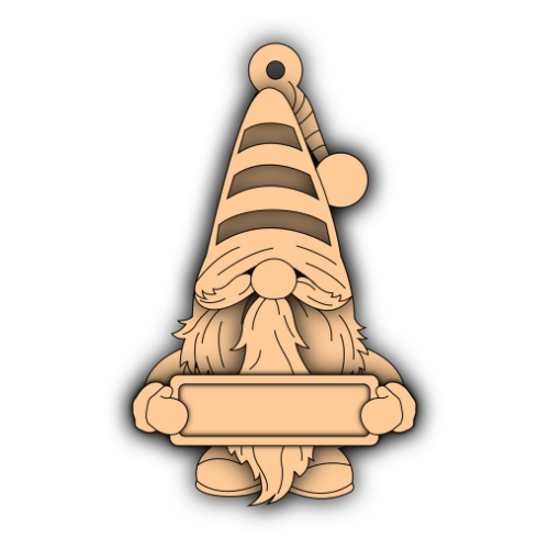 Gnome with Nameplate Ornament - Layered Design - Digital File Digital My Custom Designs SVG