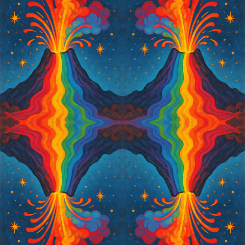 Nature and Landscape - Stylized Volcano Eruptions With Rainbow Lava - Pattern - Digital File Digital My Custom Designs PDF