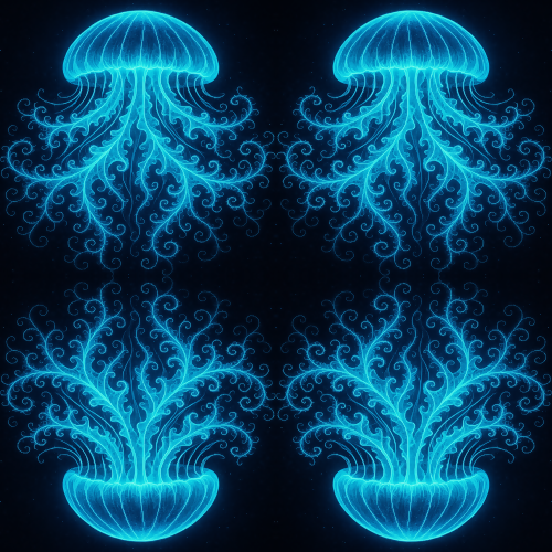 Animal and Wildlife - Glow In The Dark Jellyfish With Fractal Tentacles - Pattern - Digital File Digital My Custom Designs PDF