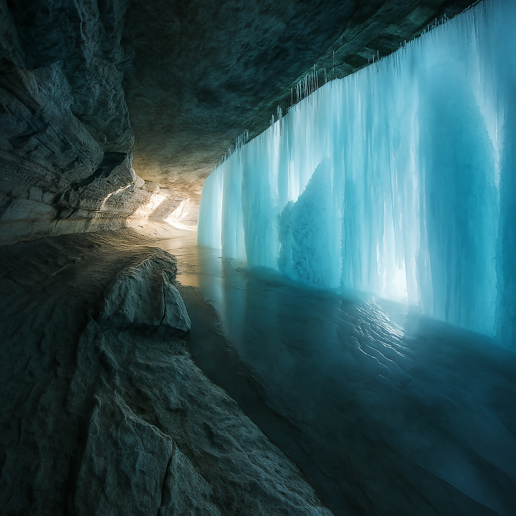 Behind the Frozen Minnehaha Falls - Minnehaha Park - Minnesota United States - Rendered - Digital File Digital My Custom Designs PDF