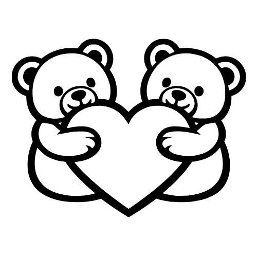 Teddy Bears Hugging a Heart Outline - Digital File - XCS Friendly Digital My Custom Designs PDF