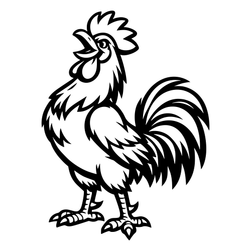 Cartoon Rooster Standing Tall - Vector Graphics - Digital File