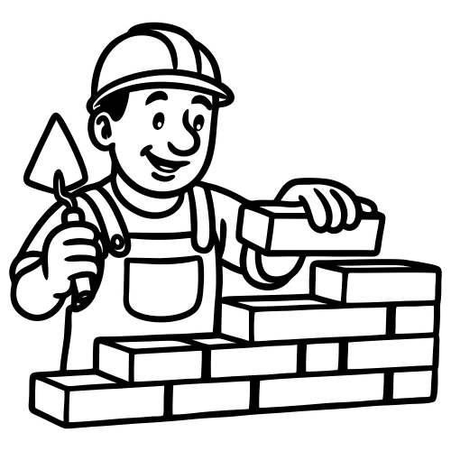 Cartoon Mason With Brick - Digital File - XCS Friendly Digital My Custom Designs PDF