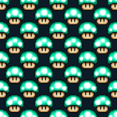 Gaming and Pop Culture - Pixel Perfect 1-UP Mushrooms With Glowing Spots - Pattern - Digital File Digital My Custom Designs PDF