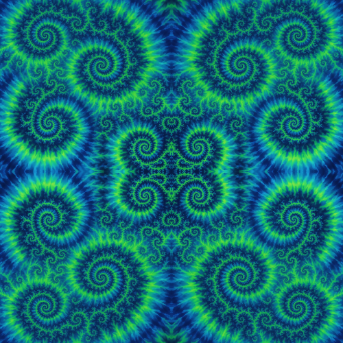 Vintage and Retro - Tie Dye Spiral Fractals In Electric Blues And Greens - Pattern - Digital File Digital My Custom Designs PDF