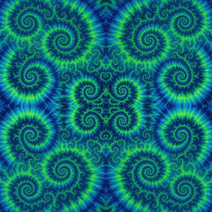 Vintage and Retro - Tie Dye Spiral Fractals In Electric Blues And Greens - Pattern - Digital File
