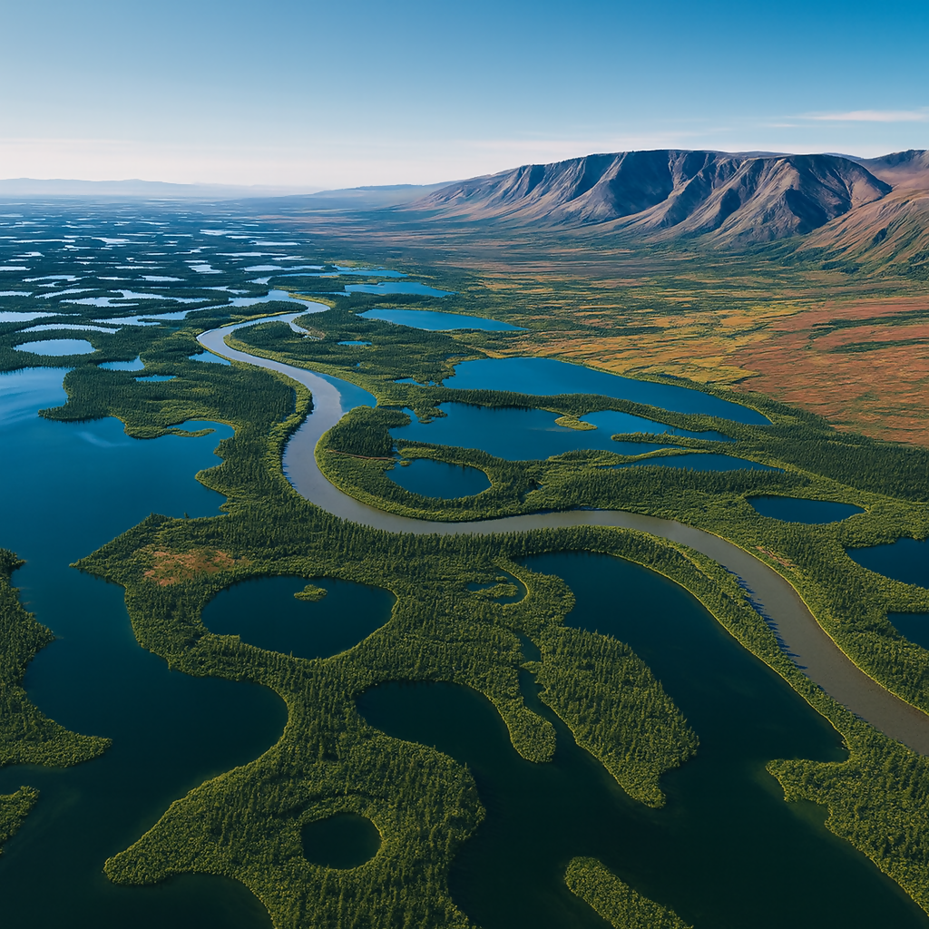 Mackenzie River Delta - Richardson Mountains - Northwest Territories Canada - Rendered - Digital File Digital My Custom Designs PDF