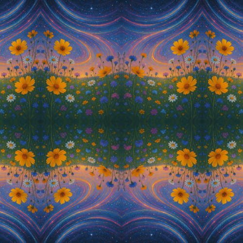 Nature and Landscape - Cosmic Prairie Wildflowers With Light Trails - Pattern - Digital File Digital My Custom Designs PDF