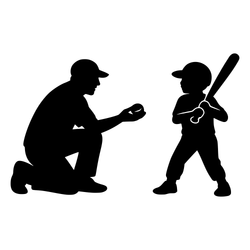 Father and Child Practicing Baseball - Vector Graphics - Digital File Digital My Custom Designs PDF