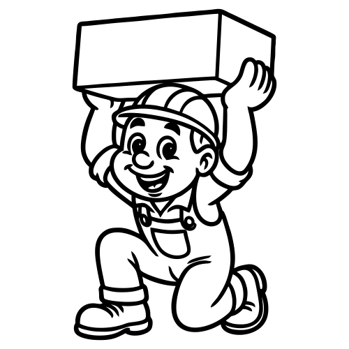 Cartoon Worker Lifting Block - Digital File - XCS Friendly Digital My Custom Designs PDF