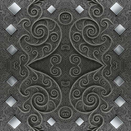 Futuristic and Sci-Fi - Nano Circuit Fractals With Chrome Microchips - Pattern - Digital File Digital My Custom Designs PDF